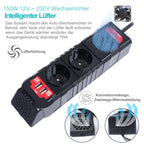 BYGD 150W Auto Spannungswandler Wechselrichter DC 12V auf 230V AC-Wandler mit 2 Ladesteckdosen und Zwei 2,4A USB-Anschlüssen Zigarettenanzünder-Steckdosenadapter für Geschaeftsfahrten und Urlaub