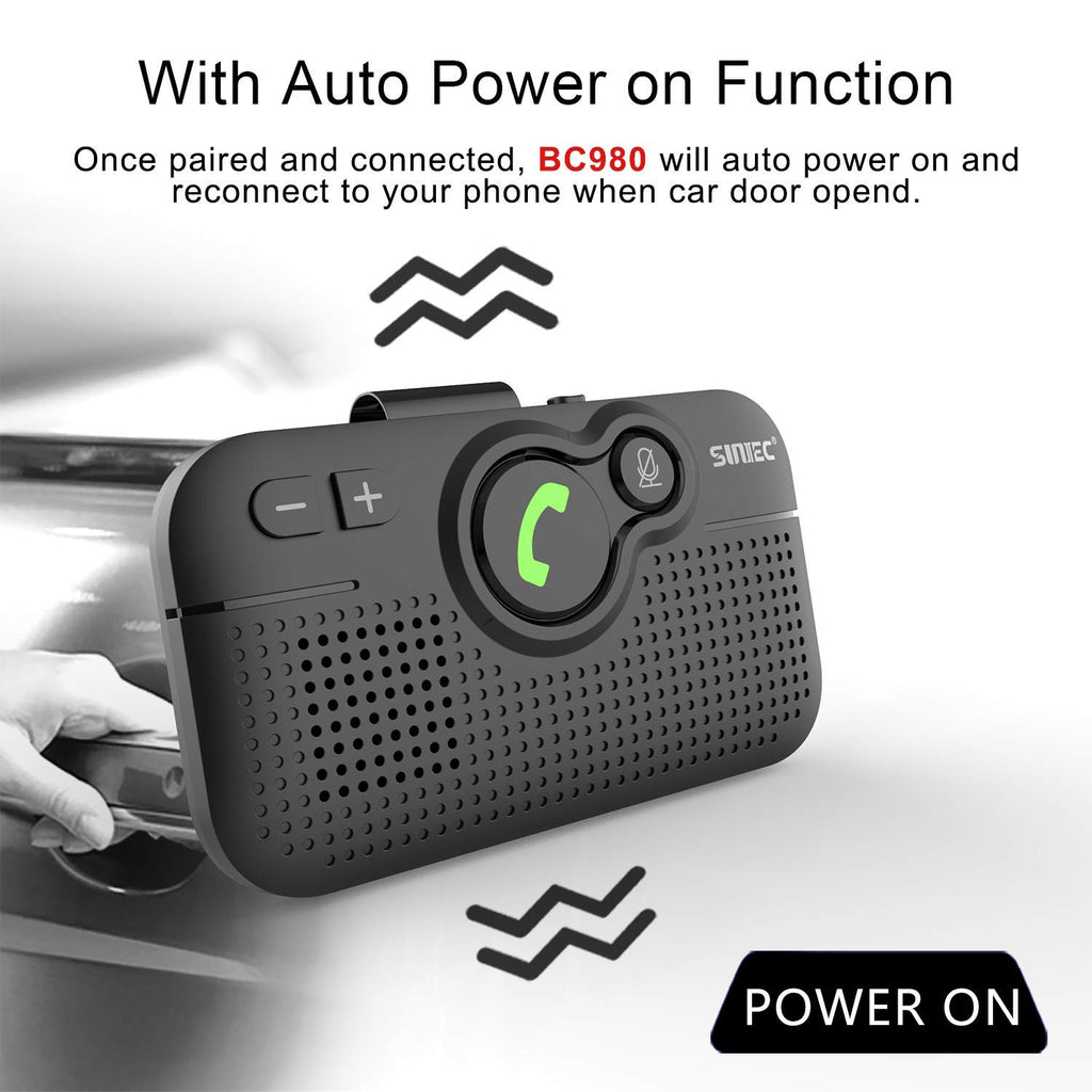 Bluetooth Freisprecheinrichtung für Auto mit Clip, 3W Lautsprecher Freisprechanlage integriertes Mikrofon Automatische Wiederverbindung Siri und G-oogle Assistant Kompatibilität Dual-Telefon Support