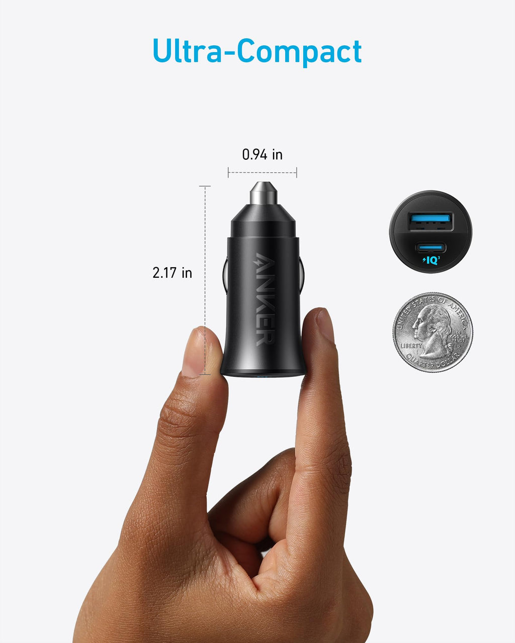 Anker USB-C Kfz-Ladegerät, 30W 2-Port Typ-C Kfz-Netzteil, Kfz-Ladegerät für iPhone mit PowerIQ 3.0, Für iPhone 17/16/15/14/13/12 Serie, Samsung Galaxy S23/S22/S21 Serie, iPad Pro, AirPods und mehr