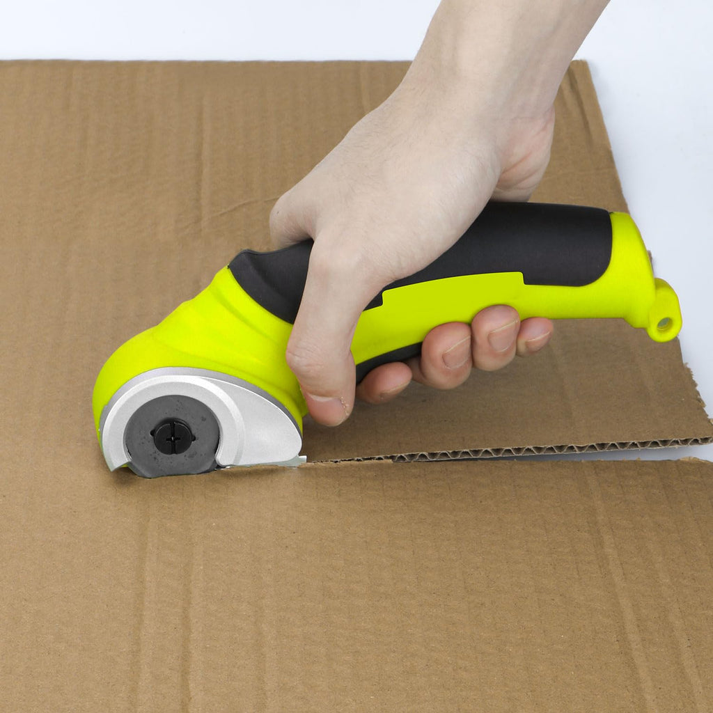 Elektrische Schere Mit Werkzeugkasten, Kartonschneider, Kabellose Rollschneider, 4.2V/2.0Ah Akku Schere, Universalschneider, Wiederaufladbarer Leistungsstarker Akkuschere für Stoff Teppich Leder Filz