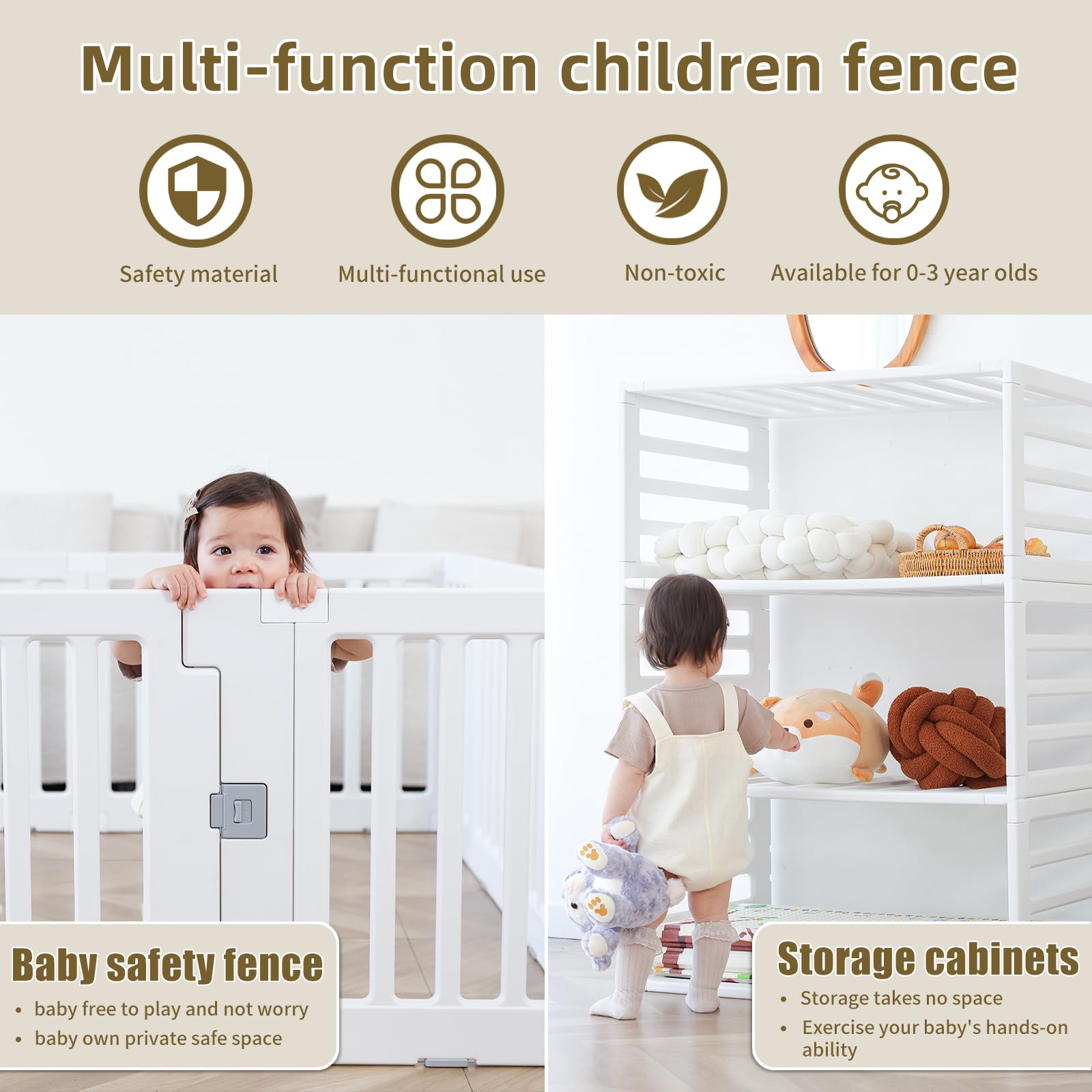 Gupamiga Laufstall Baby Laufgitter Baby Sicherheits-Aktivitätszentrum für drinnen oder draußen 150×180 cm PLP-WL071-12
