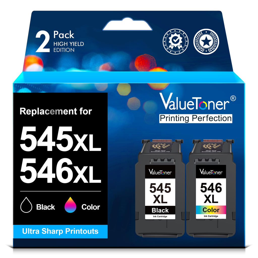 PG-545XL CL-546XL 545XL 546XL Multipack Patronen Ersatz für Canon Druckerpatronen 545 546 für Canon Pixma TR4650 TR4550 MX495 TR4551 TS3400 TS3300 TS3151 MG2555S MG2550S (1 Schwarz, 1 Farbe)