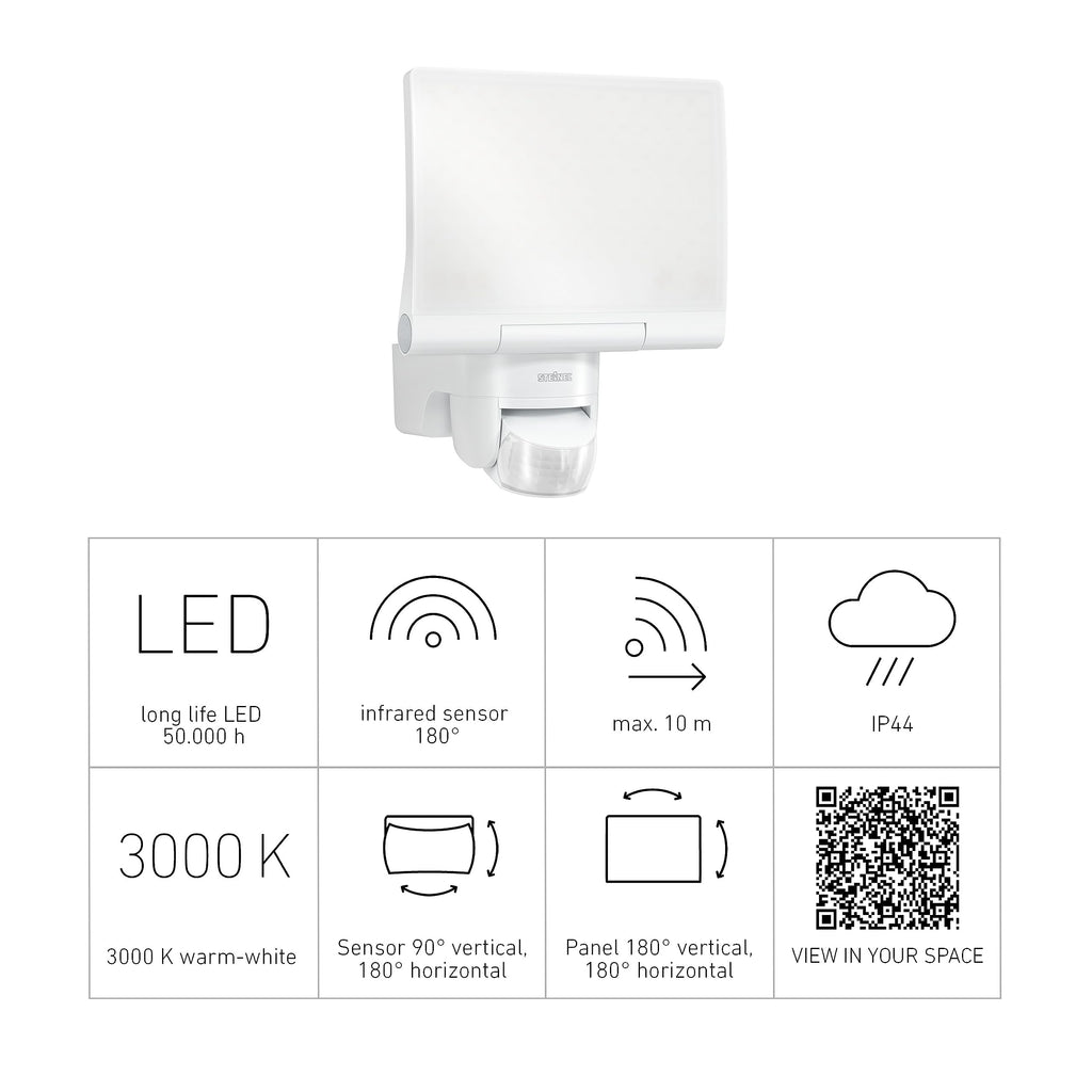 Steinel LED-Strahler XLED Home 2 S weiß, Flutlicht, voll schwenkbar, 13,7 W, 180° Mit Bewegungsmelder, 10 m Reichweite, 1550 lm