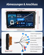Essgoo 4+64G Autoradio Carplay 9 Zoll Android 14 Wireless Auto Radio Für VW Golf 5 6 Touran B6 EOS Tiguan Polo mit Bluetooth GPS RDS Navi Mirror Link FM SWC