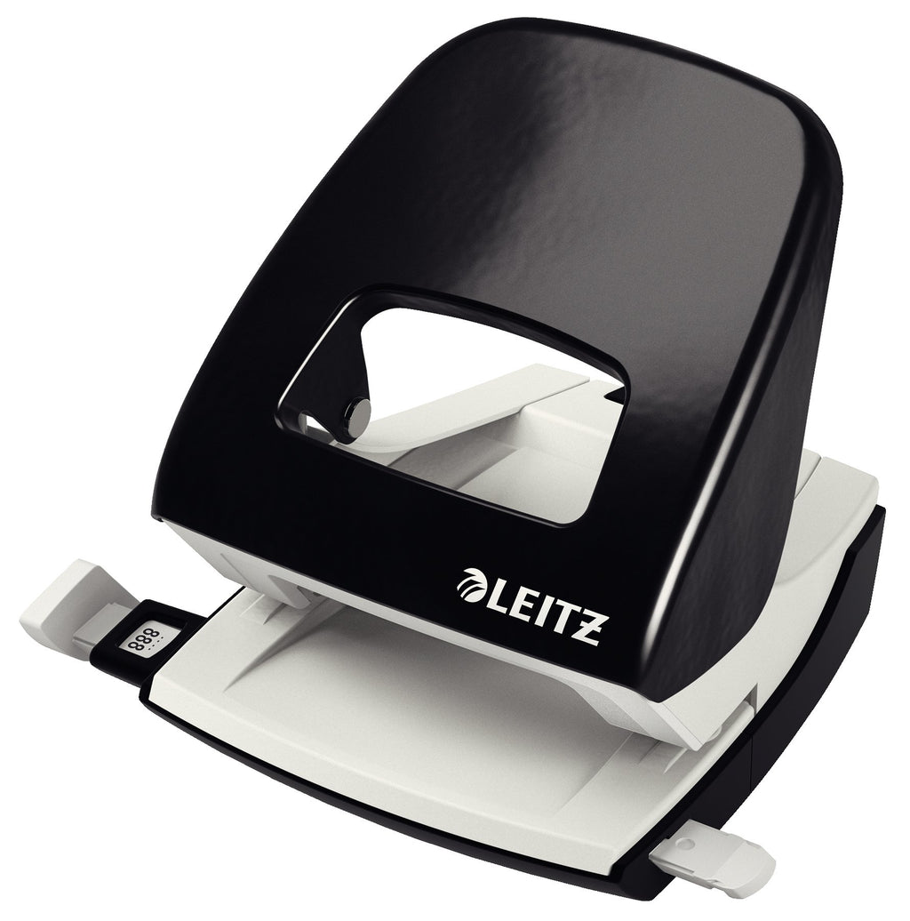 Leitz Büro Heftgerät und Locher-Set, Für 30 Blatt, Ergonomische Design, Schwarz, NeXXt-Serie, 50950095