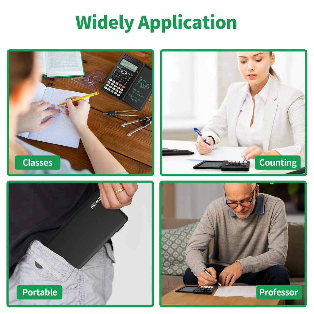 NEWYES 991ES Wissenschaftlicher Taschenrechner mit Notizblock und Stift- 417 Funktionen, Solar und Batterie Dual Stromversorgung, Ideal für Gymnasiasten, Studenten, Lehrer& Ingenieure