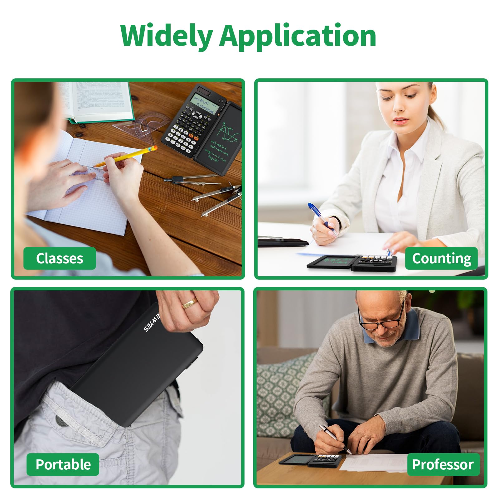 NEWYES 991ES Wissenschaftlicher Taschenrechner mit Notizblock und Stift- 417 Funktionen, Solar und Batterie Dual Stromversorgung, Ideal für Gymnasiasten, Studenten, Lehrer& Ingenieure