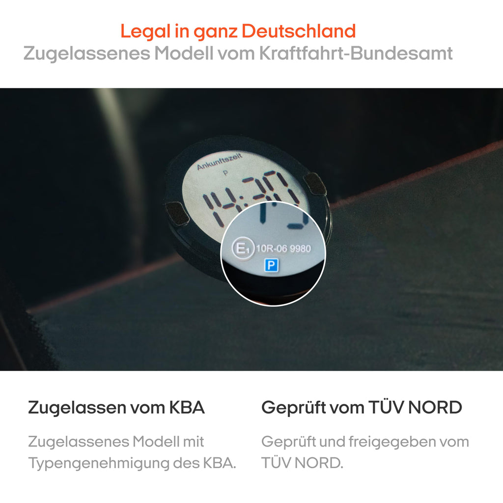 OOONO P-DISC NO2 - Elektronische Parkscheibe mit Zulassung fürs Auto - Automatische Digitale Parkscheibe Elektrisch mit Zulassung vom KBA nach StVO - Elektrische Parkuhr Auto zugelassen
