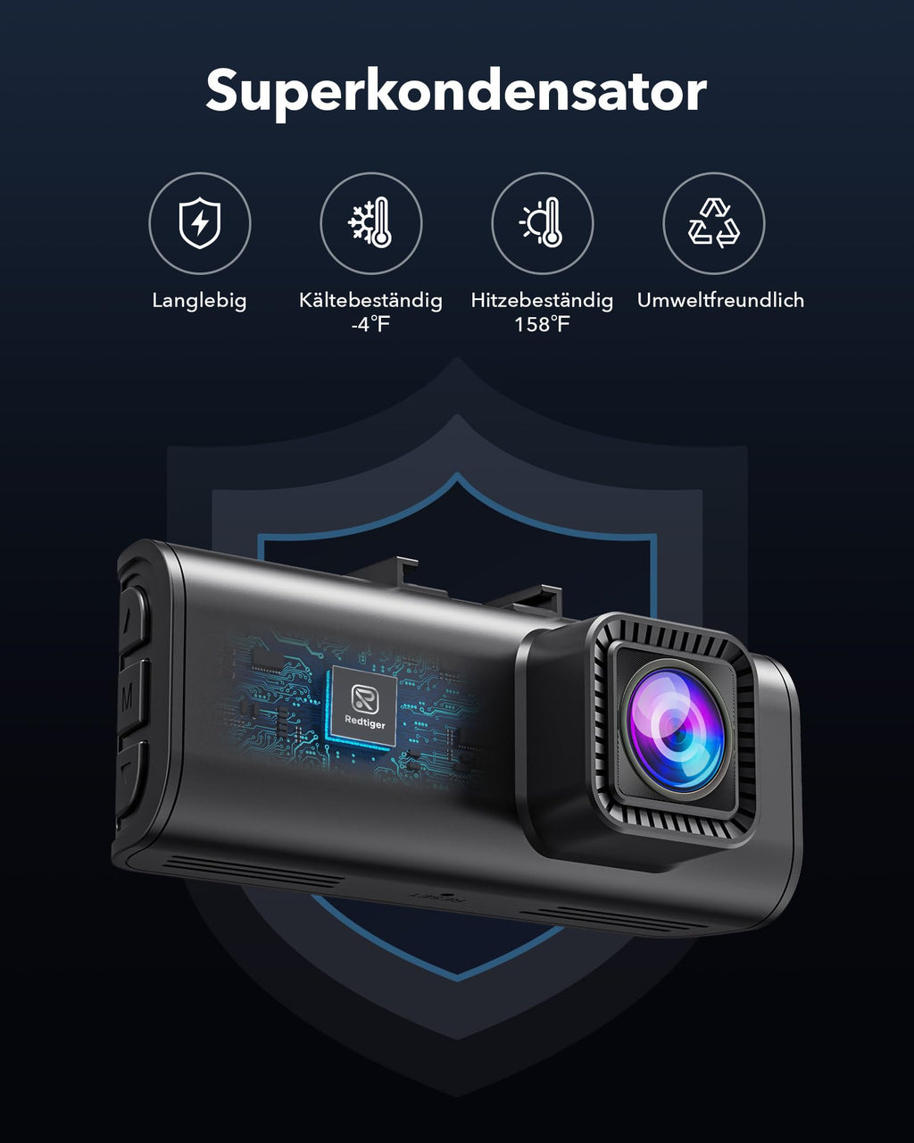 REDTIGER Dashcam 4K FrontUndHeck UltraWeitwinkel STARVIS2 GPSWiFi AutofahrerPremium