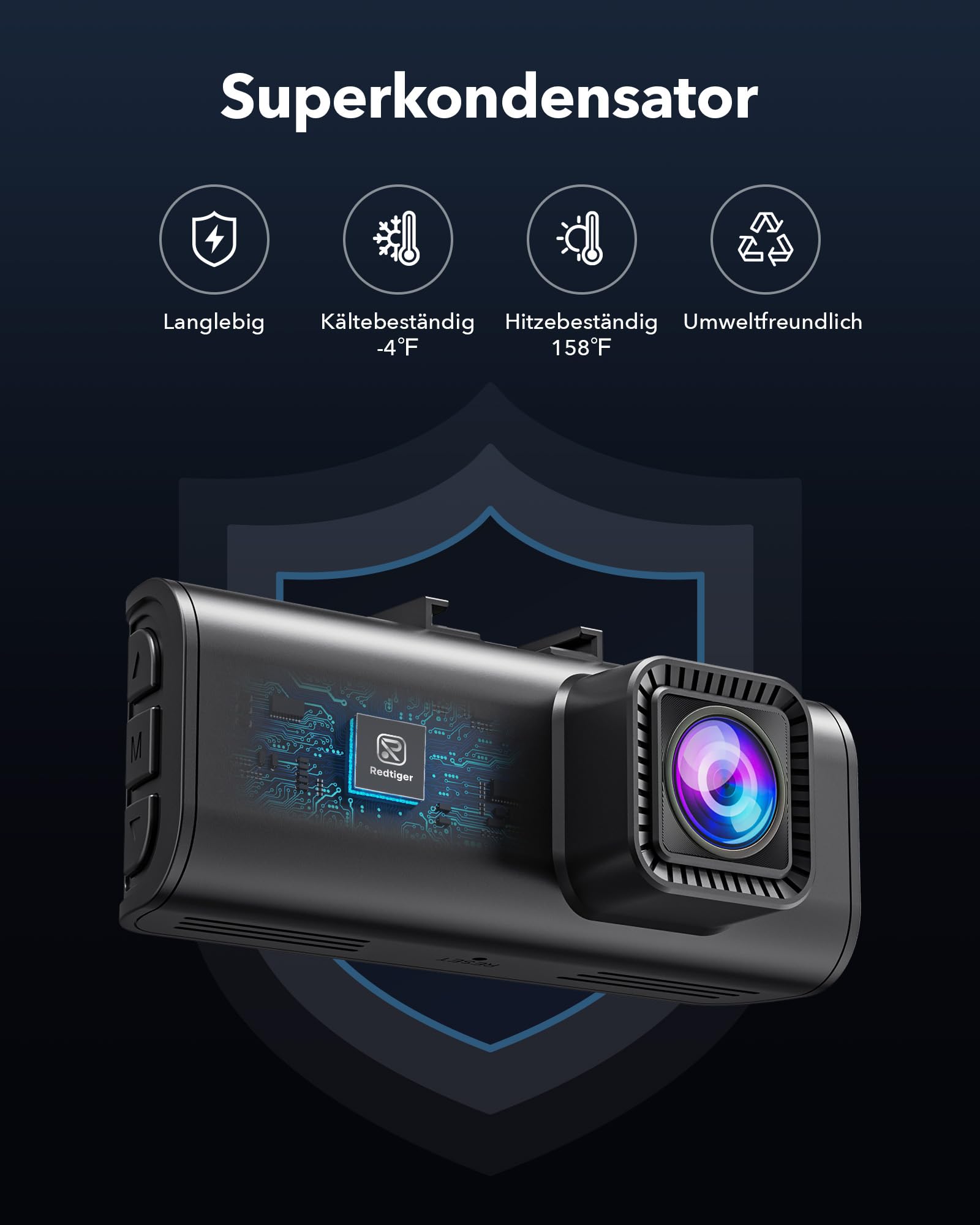 REDTIGER Dashcam 4K FrontUndHeck UltraWeitwinkel STARVIS2 GPSWiFi AutofahrerPremium