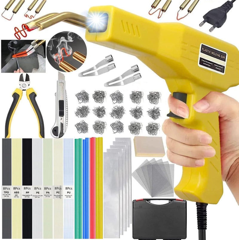 220W Kunststoff Schweißgerät 2-in-1 Auto Kunststoff Reparatur Set mit 800PCS Schweißnagel&64Stk 8 Typen Schweißstäbe, Kunststoff Schweißen Auto Kunststoff Reparaturset für Reparatur Auto Stoßstangen