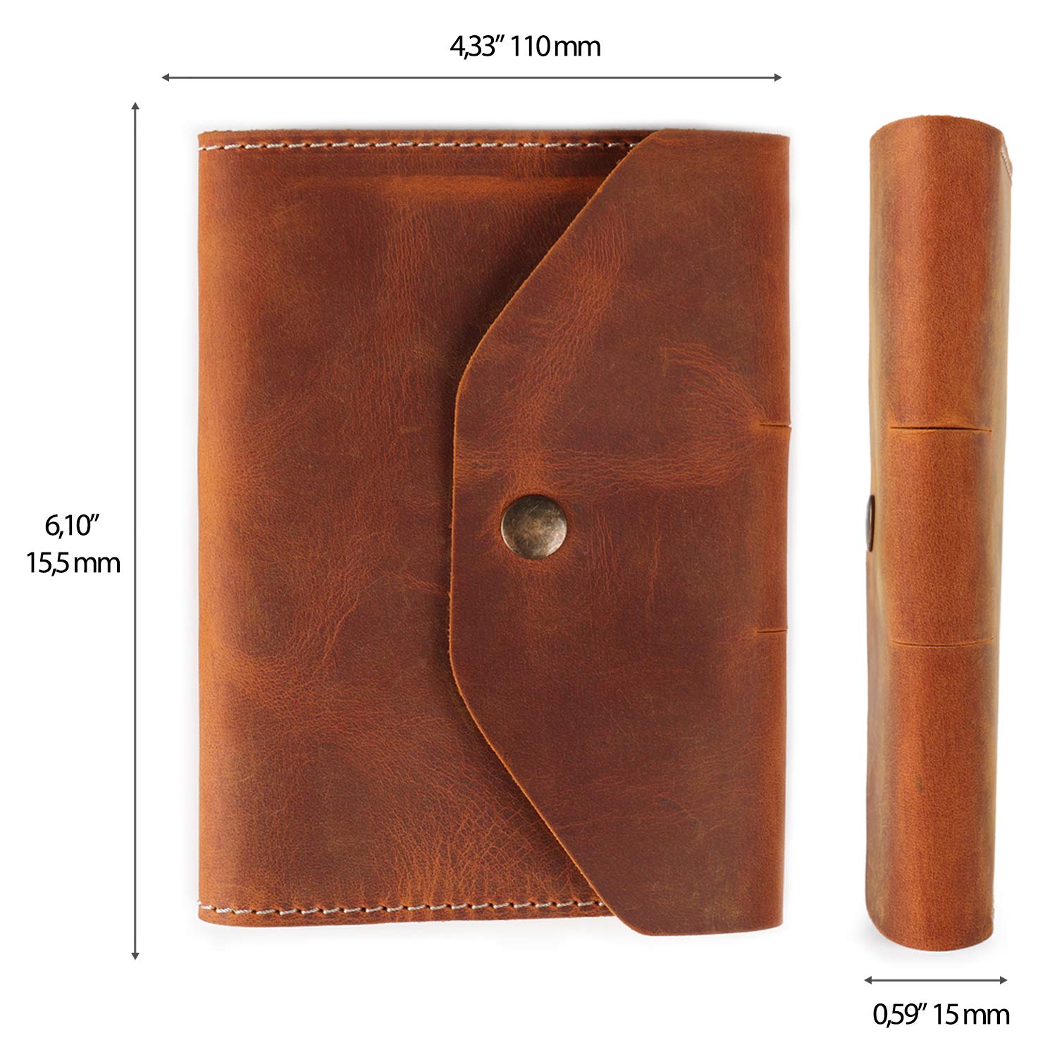 Londo Echtleder Portfolio – Schreibmappe mit Notizblock & Druckknopfverschluss für Business, Büro & Reisen