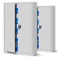Jan Nowak 2er Set Aktenschrank XXL C001II Büroschrank Metallschrank Flügeltüren Stahlblech Pulverbeschichtung 185 cm x 115 cm x 40 cm (grau/grau)