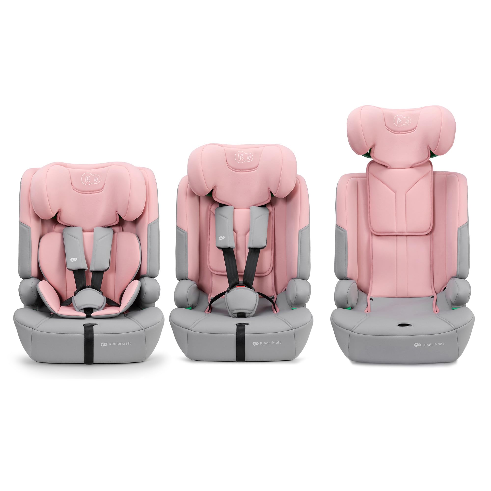 Kinderkraft SAFETY FIX 3 PRO 76-150 cm Kindersitz 9-36 kg, Kinderautositze mit isofix, Einstellung der Kopfstütze und Rückenlehne, extra TOP TETHER, 5 punkt gurte, Rosa