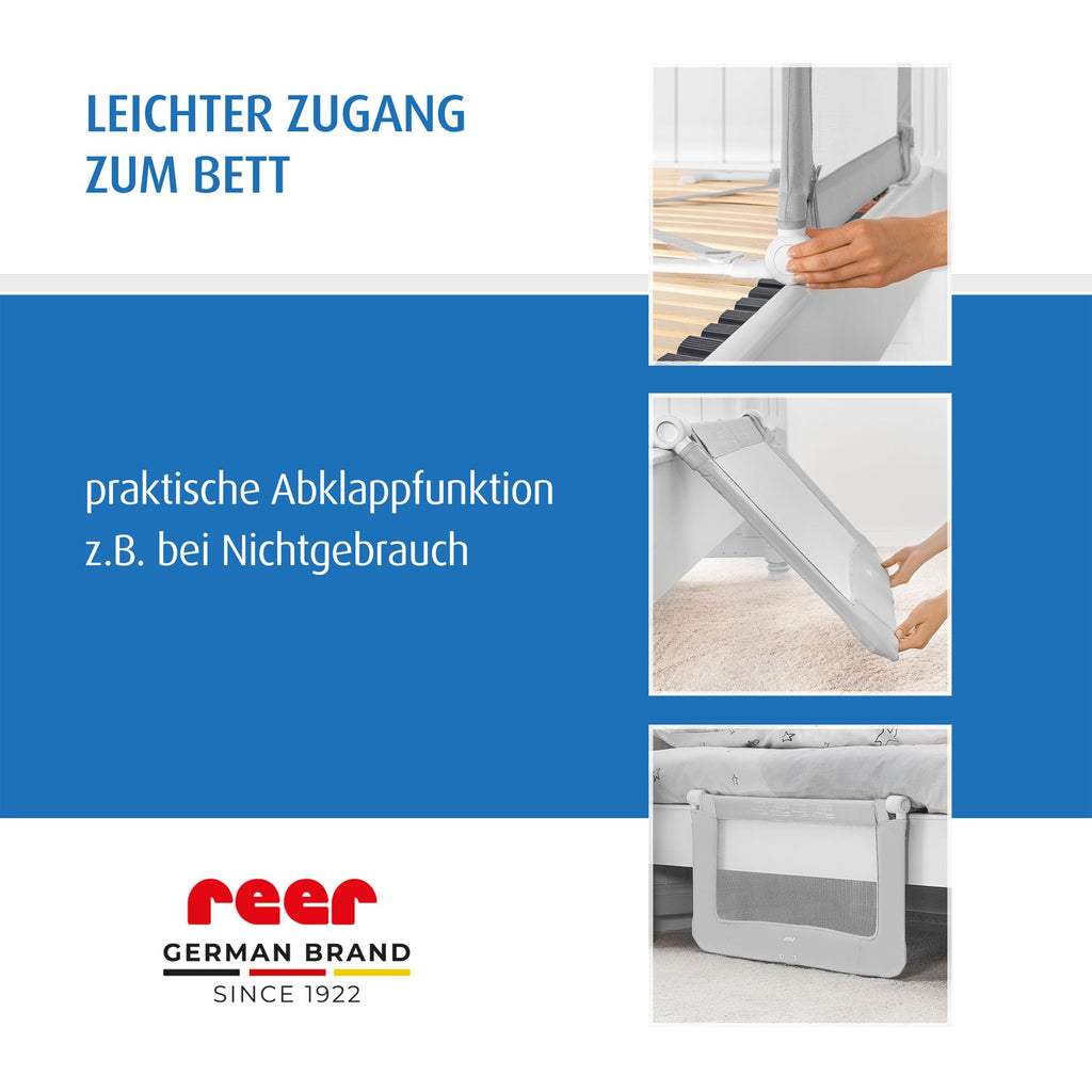 Reer ByMySide, Rausfallschutz fürs Babybett, 150x50 cm Länge, für Betten von 180 - 210 cm, grau