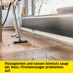 Kärcher Nass-/Trockensauger WD 3 S V-17/4/20, inkl. Patronenfilter, Vliesfilterbeutel, 1.000 W, 2 m und Schlauchaufbewahrung, Blasfunktion, Boden- und Fugendüse, Schwarz, Gelb