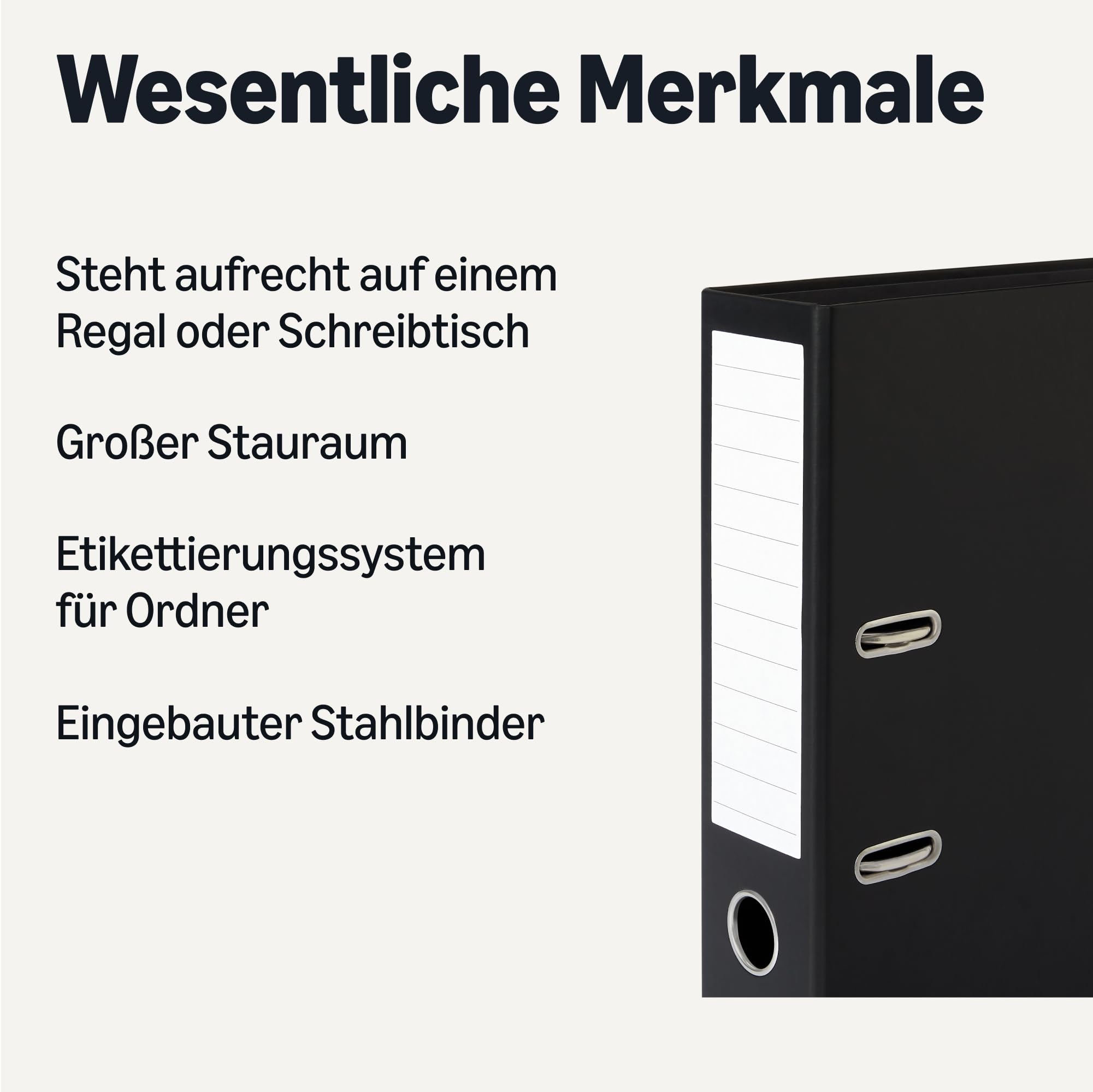 Amazon Basics Aktenordner, A4-Format, Ringordner, Büroordner, 10er-Pack, Schwarz