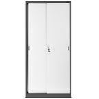 Jan Nowak Aktenschrank Büroschrank mit Schiebetüren Metall 4 Fachböden Pulverbeschichtung Abschließbar 185 cm x 90 cm x 40 cm (Anthrazit-Weiß)