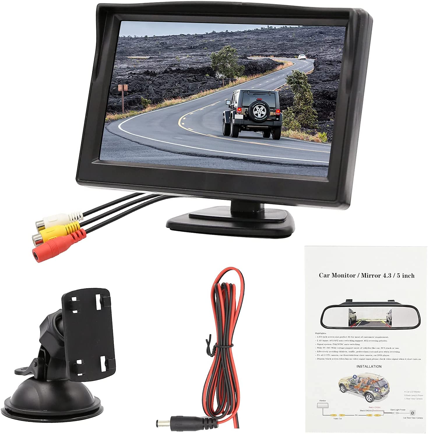 OBEST 5 Zoll LCD Bildschirm Rückfahrkamera, wasserdichte IP68 Monitor für Rückfahrkamera, Rückfahrkamera Monitor für Auto SUV LKW Truck Wohnmobil