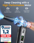 Elektrische Staubgebläse mit HD-Display - Electric Air Duster 200000 RPM mit LED-Licht, Mini-Gebläse mit Akku, Druckluftspray PC Reinigung, Luftgebläse für Tastatur, Haus, Outdoor, Auto, W06, Schwarz