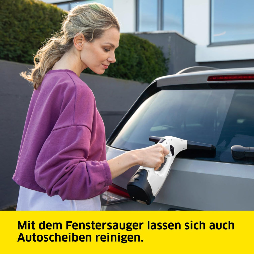 Kärcher Akku-Fenstersauger WV 2 Plus N, Akkulaufzeit: 35 min, LED-Ladezustandsanzeige, 2 Absaugdüsen, Sprühflasche mit Mikrofaserbezug, 20 ml Fensterreiniger-Konzentrat