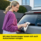 Kärcher Akku-Fenstersauger WV 2 Plus N, Akkulaufzeit: 35 min, LED-Ladezustandsanzeige, 2 Absaugdüsen, Sprühflasche mit Mikrofaserbezug, 20 ml Fensterreiniger-Konzentrat
