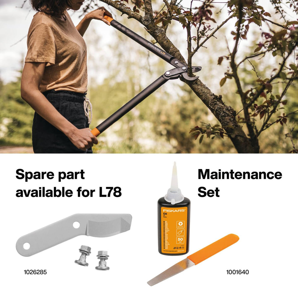 Fiskars PowerGear II Bypass-Getriebeastschere für frisches Holz, Antihaftbeschichtet, Gehärteter Präzisionsstahl, Länge: 70 cm, Schwarz/Orange, L78, 1000584