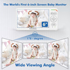 HelloBaby 6 Zoll Baby Monitor mit Kamera & Teilbild-Funktion, 4000mAh Akkulaufzeit, 355°/120° Schwenk & Neige, Nachtsicht, Kein WLAN, Temperaturalarm & Schlaflieder, ECO, Kein WLAN