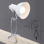 BRILONER - Schreibtischlampe mit Kabelschalter, schwenkbar, E14 Fassung, max. 8 Watt, Klemmlampe, Klemmleuchte, Nachttischlampe, Leselicht Kinder, Bürolampe, Leselampe Bett, 30,5x11x13 cm, Weiß
