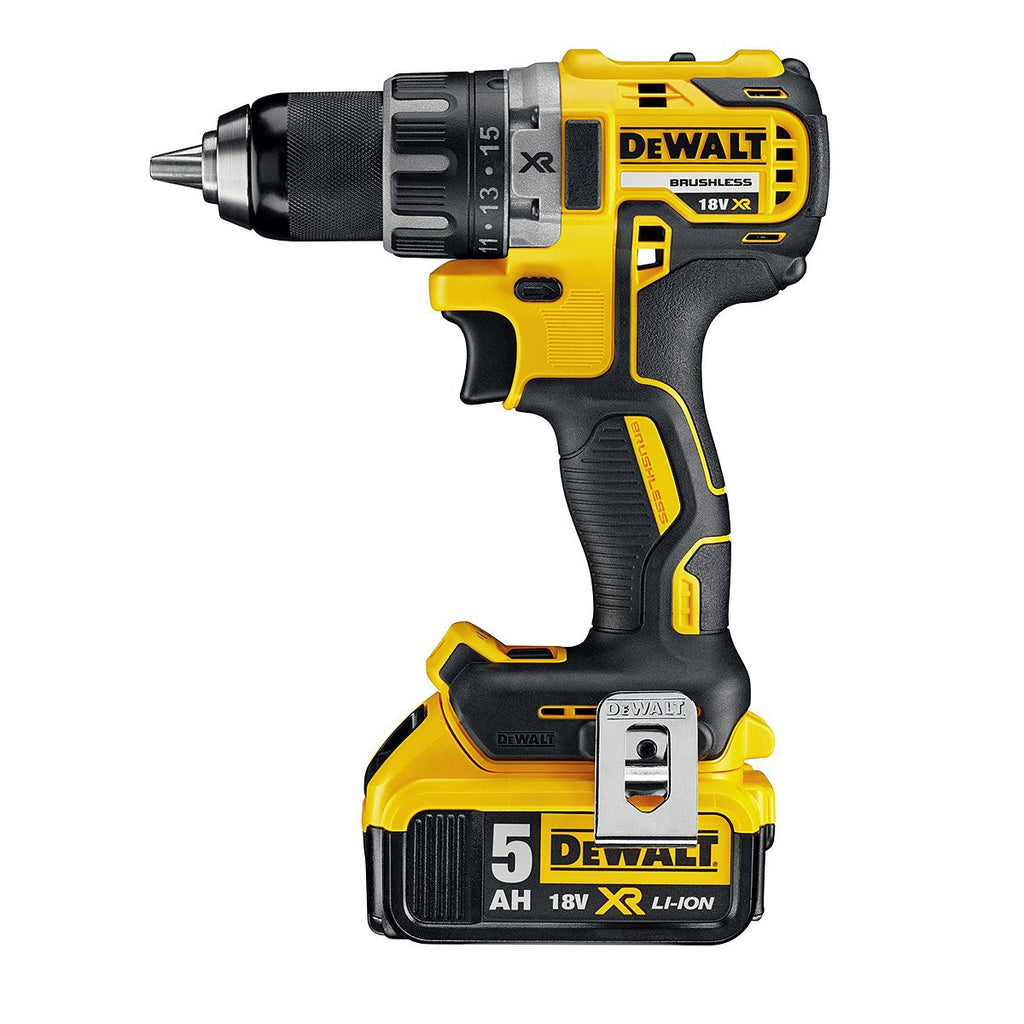 Dewalt 18 Volt 2-Gang Akku Bohrschrauber DCD791P2 (Bürstenloser Motor, 2-Gang Vollmetallgetriebe, max. Drehmoment 70 Nm, 15 Drehmomentstufen, 2x 18 Volt 5 Ah Li-Ion Akkus und Ladegerät, T-STAK Box)