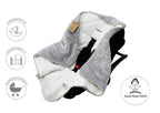 DANKA® Einschlagdecke für Babyschale, Kinderwagen, Kindersitze und Maxi Cosi - Baby Decke für Neugeborene, 80x80cm, mit Kapuze und Klettverschluss für Winter und Sommer, ganzjährig - Grau