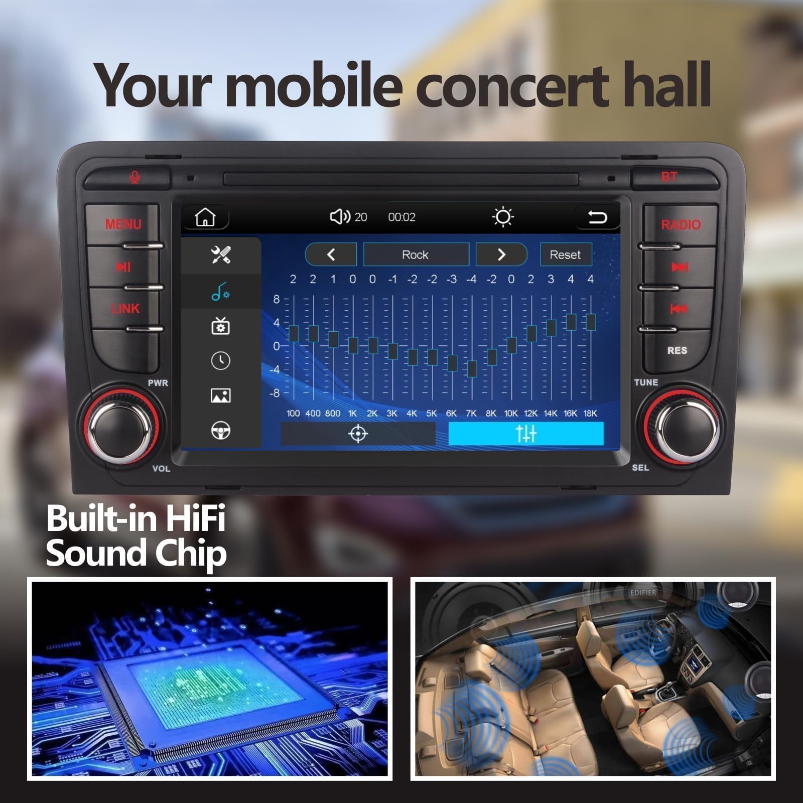 LXKLSZ Autoradio kompatibel mit drahtlos Carplay/Android Auto für Audi A3 S3 RS3 2003-2012 mit IPS Touchscreen/Bluetooth/Mirror Link/FM/AM/USB/RDS