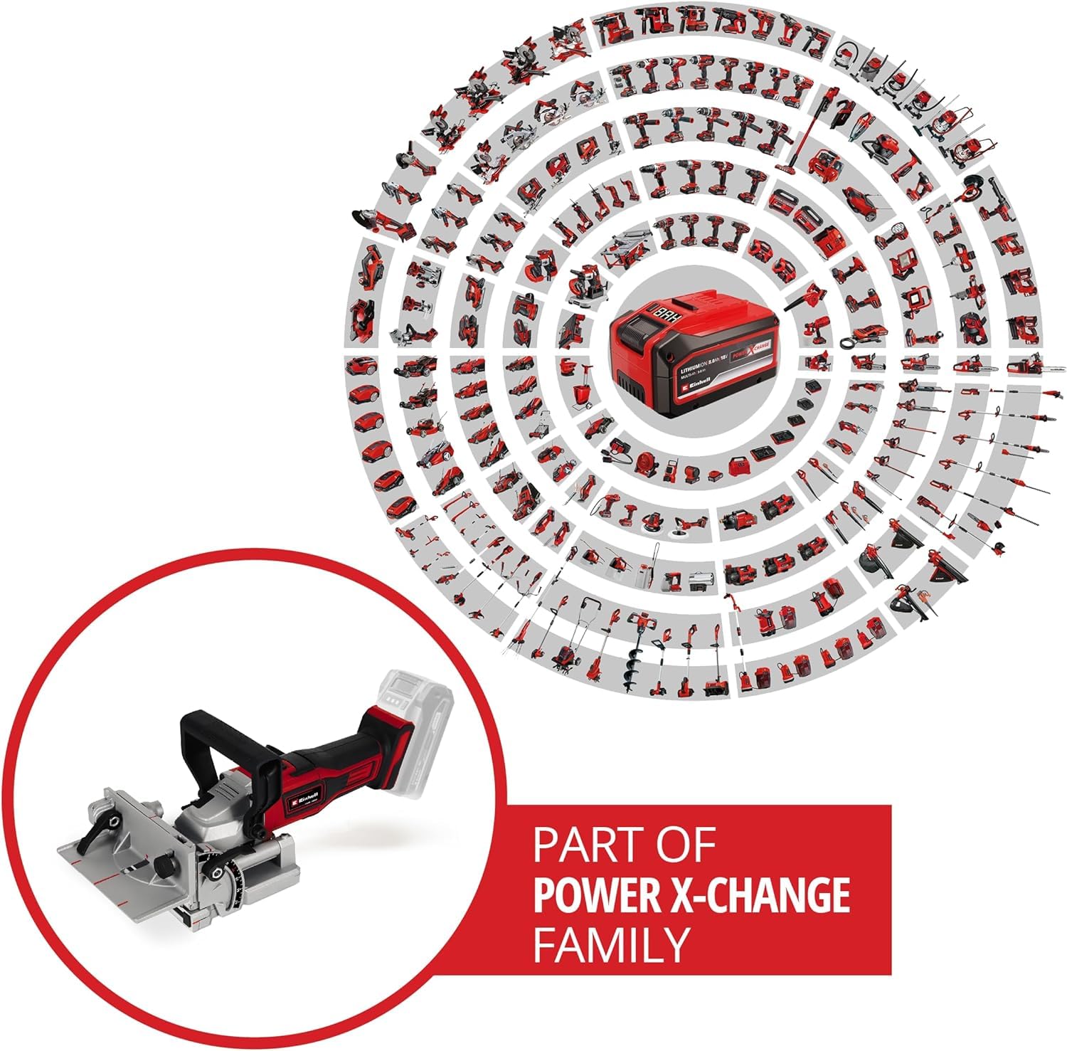 Einhell Akku-Flachdübelfräse TE-BJ 18 Li-Solo Power X-Change (18 V, Li-Ion, stufenlose Winkel-/Höheneinstellung, 6-stufige Tiefenverstellung, ohne Akku & ohne Ladegerät)