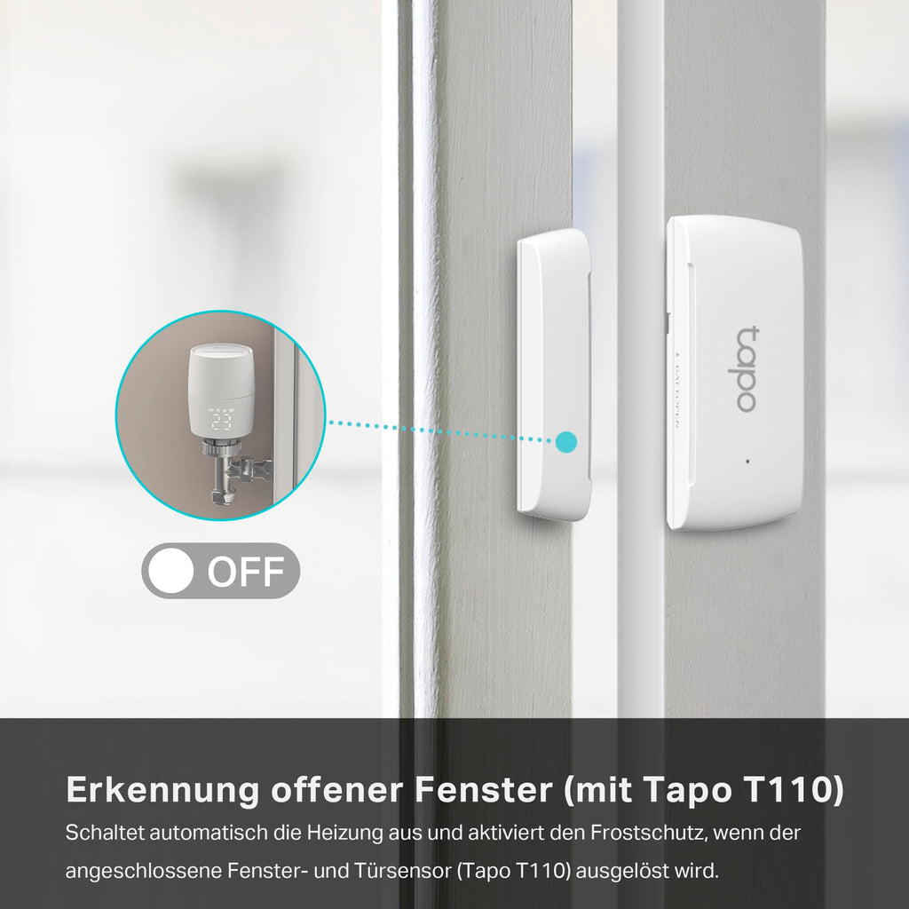 TP-Link smartes Heizkörperthermostat - Erweiterungseinheit, benötigt Kasa Hub, Heizungssteuerung (Kasa App, Zeitpläne, Geofencing, Fensteröffnungserkennung), Matter, Alexa, Apple Home