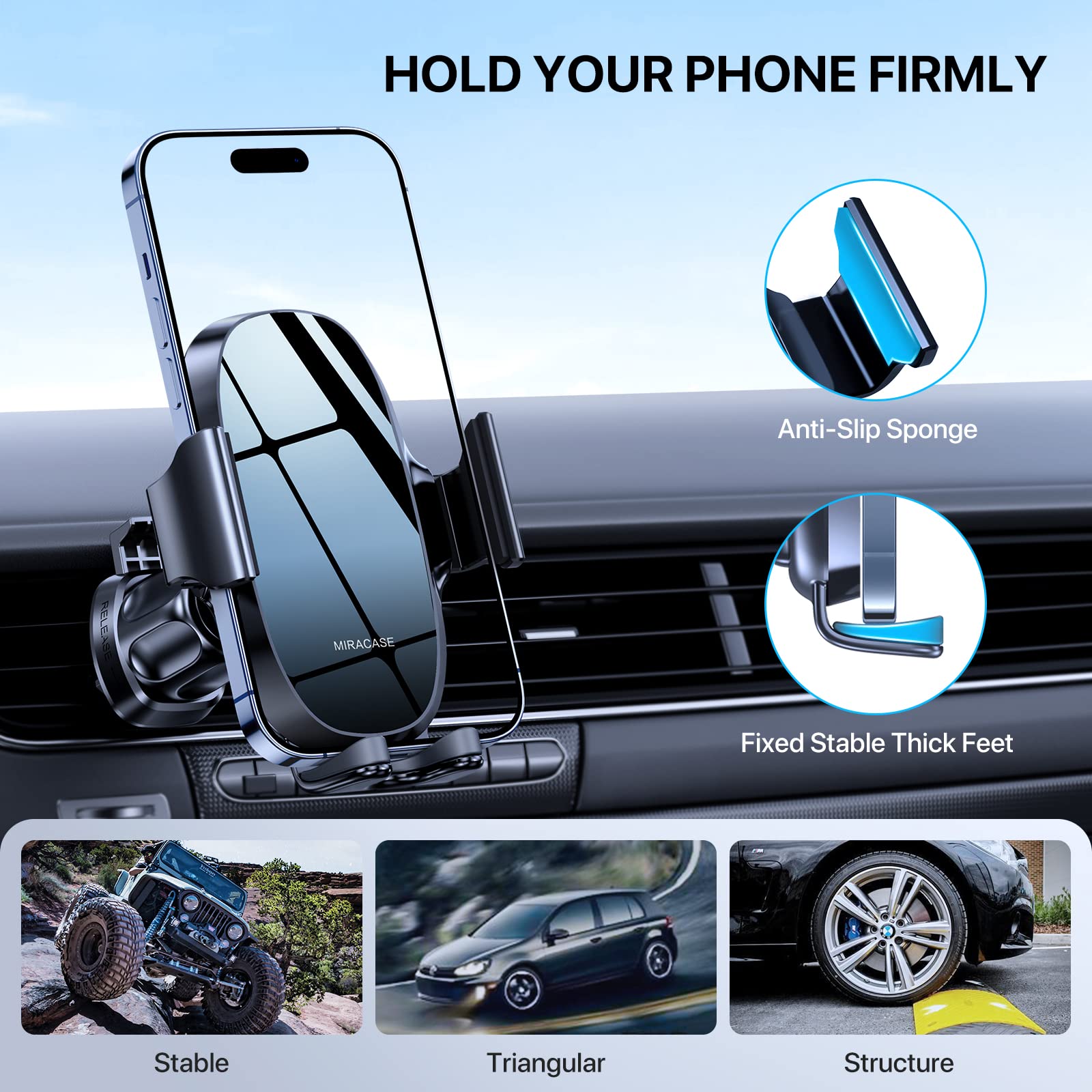 Miracase Handyhalterung Auto Handyhalter fürs Auto Lüftung Universale KFZ Smartphone Halter für iPhone 15 Pro Max/ 14/13/ 12/11/ SE/XS/XR/X/ 8/7/ Samsung/Huawei/Xiaomi usw