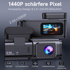 Dashcam Auto Vorne Hinten 2,5K + 1080P, Dash Cam mit WiFi, 32GB Karte, Dual-Autokamera mit 170 ° Weitwinkel, Super Nachtsicht, Auto Kamera mit Parküberwachung, G-Sensor, App-Steuerung, Loop-Aufnahme