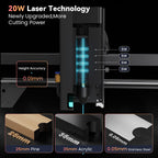 Longer RAY5 Laser Graviermaschine, 20W Laser-Ausgangsleistung, 3,5“ Farb-Touchscreen, Offline-Steuerung über App, Gravurwerkzeug für Metall/Glas/Holz, Arbeitsbereich 400x365mm