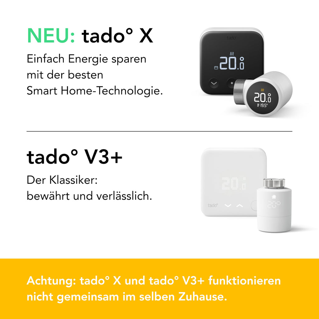 tado° Smartes Heizkörperthermostat X, Heizungssteuerung per App und Smart Speaker (Alexa, Siri, Google Assistant), spart Energie & Kosten, DIY Installation