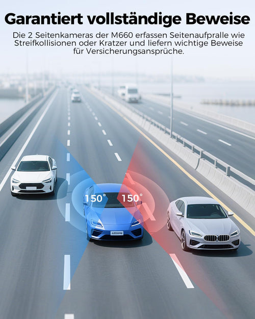 AZDOME 4 Kanal 4K dashcam Auto 360 Grad mit 128GB eMMC, 2.5K+3 * 1080P Dashcam, 5G WiFi, Sprachsteuerung Dashcam Auto Vorne Hinten, IR Nachtsicht, Parkmodus, Erinnerung bei Müdigkeit am Steuer