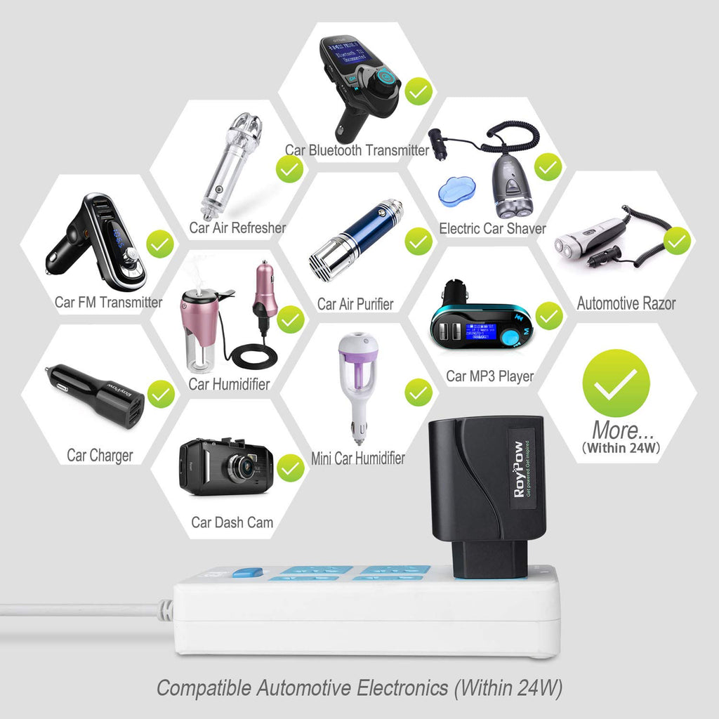 RoyPow KFZ Auto Power Supply Konverter Transformer 24W 12V2A AC zu DC Adapter 220V/240V zu 12V Auto Zigarettenanzünder Buchse