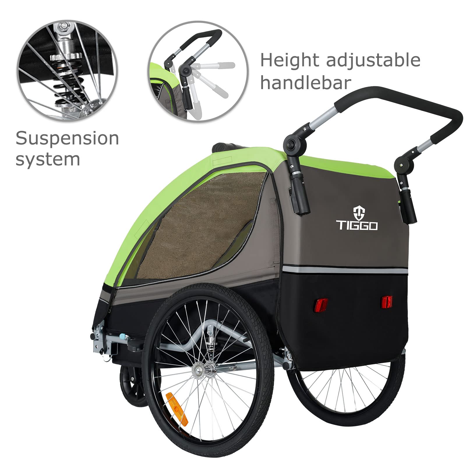 Tiggo S2 Kinderanhänger mit Federung Jogger 2 in 1 Kinder Buggy fahrradanhänger Anhänger 360° Drehbar