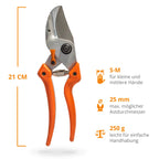 Original LÖWE 8 Profi Amboss Gartenschere 8.107 mit Bypass Geometrie - scharfe handliche Schere mit Stahl-Klinge Antihaftbeschichtung und ergonomisch geformte Griffe für Schneidarbeiten im Garten
