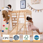Giant bean 5-in-1 Montessori Kletterdreieck mit Kletterbogen und Rutsche, Holzdreieck für Kleinkinder ab 2-5, Indoor Kletterspielzeug, Regenbogen mit Griff (8 in 1)