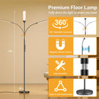 YICAIZI Stehlampe Wohnzimmer - 18W LED Dimmbar Stehende Lampe mit Fernbedienung, 1200Lumen Stehend Leselampe mit 4 Farbtemperaturen & 4 Helligkeiten für Schlafzimmer, Büro, Schwarz