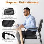 DUMOS edx Wartezimmer-Gästestühle 2er Set mit gepolsterten Armlehnen, Schreibtischstuhl aus PU-Leder, ohne Rollen, mit Lendenwirbelstütze und Metallrahmen, für Büro, Konferenzlobby
