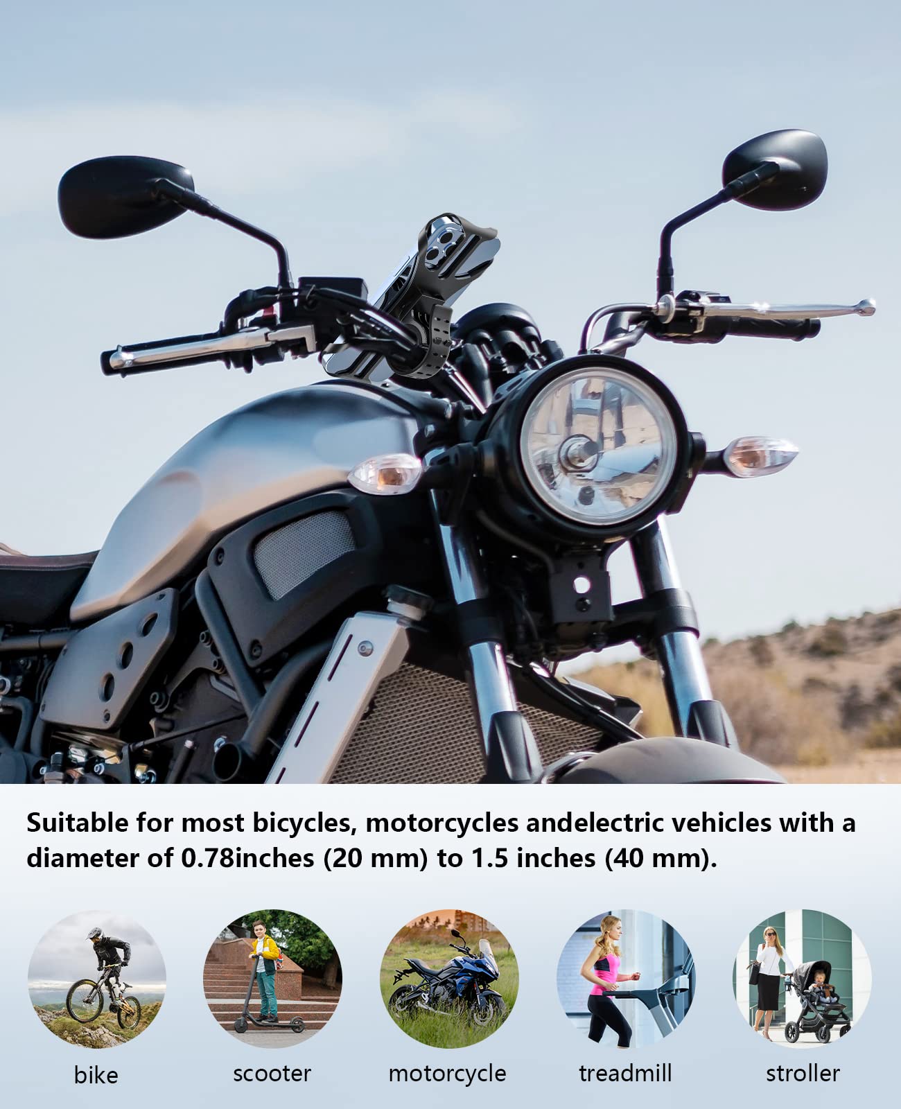 Acrhkoor Handyhalterung Fahrrad, Abnehmbar 360° Verstellbare Fahrrad Handyhalterung, Universal Motorrad Handyhalter für iPhone 13 12 Pro Max Mini, Samsung, Huawei, 4,0''-7,0'' Smartphone