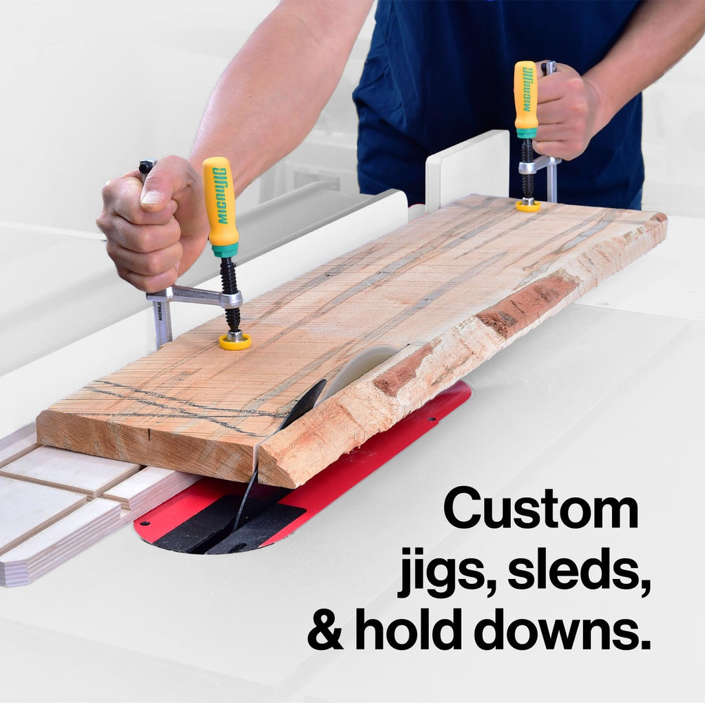 MicroJig MatchFit Dovetail Clamps – Zwingen für 14° Schwalbenschwanz-Nuten | Spannweite 130 mm, 269 kg Spannkraft, Werkbank-Zubehör
