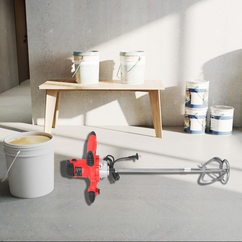 TABODD 2100W Rührwerk Mörtelrührer 220V, 800R/min 6 Stufen Handrührgeräte Mischer Rührer Rührgerät Mörtelrührer Betonrührer Mörtel Betonrührer, Rot