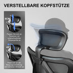 SIHOO Bürostuhl Ergonomischer [TESTSIEGER] Schreibtischstuhl, Drehstuhl hat Verstellbarer Lordosenstütze, Kopfstütze und Armlehne, Höhenverstellung und Wippfunktion, bis 150kg/330LB Belastbar