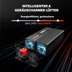 LiTime 2000W Reiner Sinsuswellen Wechselrichter, 12V DC auf 230V AC Konverter, mit Fernbedienung, 4000W Spitzenleistung, 2*AC Ausgängen, USB-Anschluss, Typ-C-Anschluss für Womo, Camping, Solarstrom